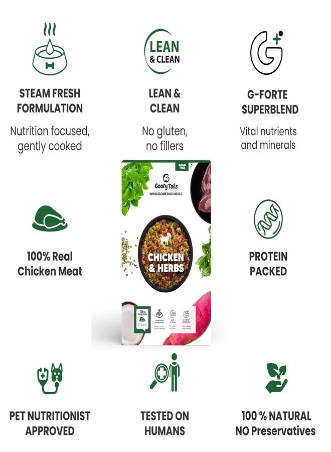 Goofy Tails Chicken & Herbs Wet Dog Food 1.5kg (100g x 15 Pack) Wholesome, Human Grade, Preservative Free, Grain & Gluten Free, Taste Booster & Food Topper - Image 4